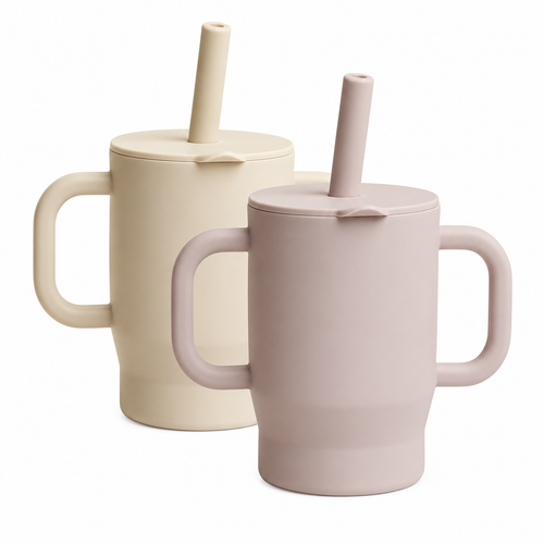 2-Pack Silicone Straw Cups for Toddlers