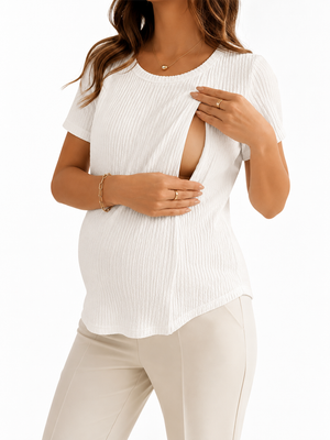 Maternity Nursing T-Shirt with Breastfeeding Access