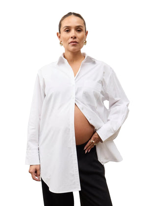 Oversized Cotton Maternity Shirt