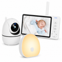 Baby Monitor with Camera and White Noise Night Light Bundle for Nursery and Baby Sleep