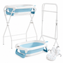 Foldable Baby Bath Tub with Stand, Temperature Sensor and Soft Newborn Bath Support Cushion