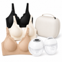 Hands-Free Wearable Breast Pump and 3-Pack Nursing Bra Bundle for Breastfeeding and Pumping